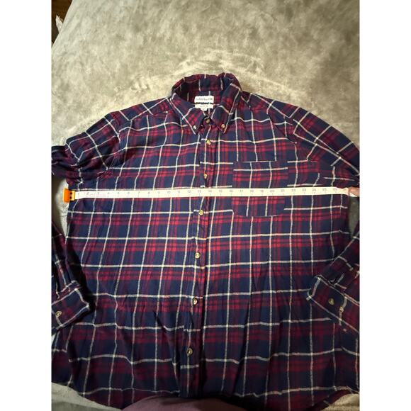 Saddlebred SZ XXL 100% Cotton Blue Red Plaid Button Down Collar Long Sleeve Men - Picture 7 of 8